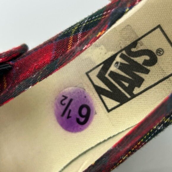 VANS Red Tartan Plaid MaryJane Sneakers Size 6.5 Women’s 5 Men’s - Picture 11 of 16